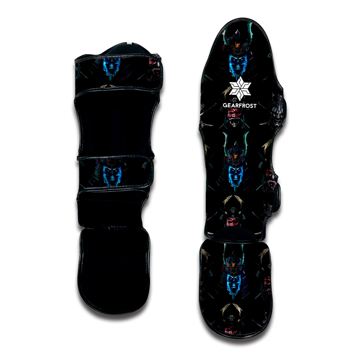 Ghost Samurai Mask Pattern Print Muay Thai Shin Guard