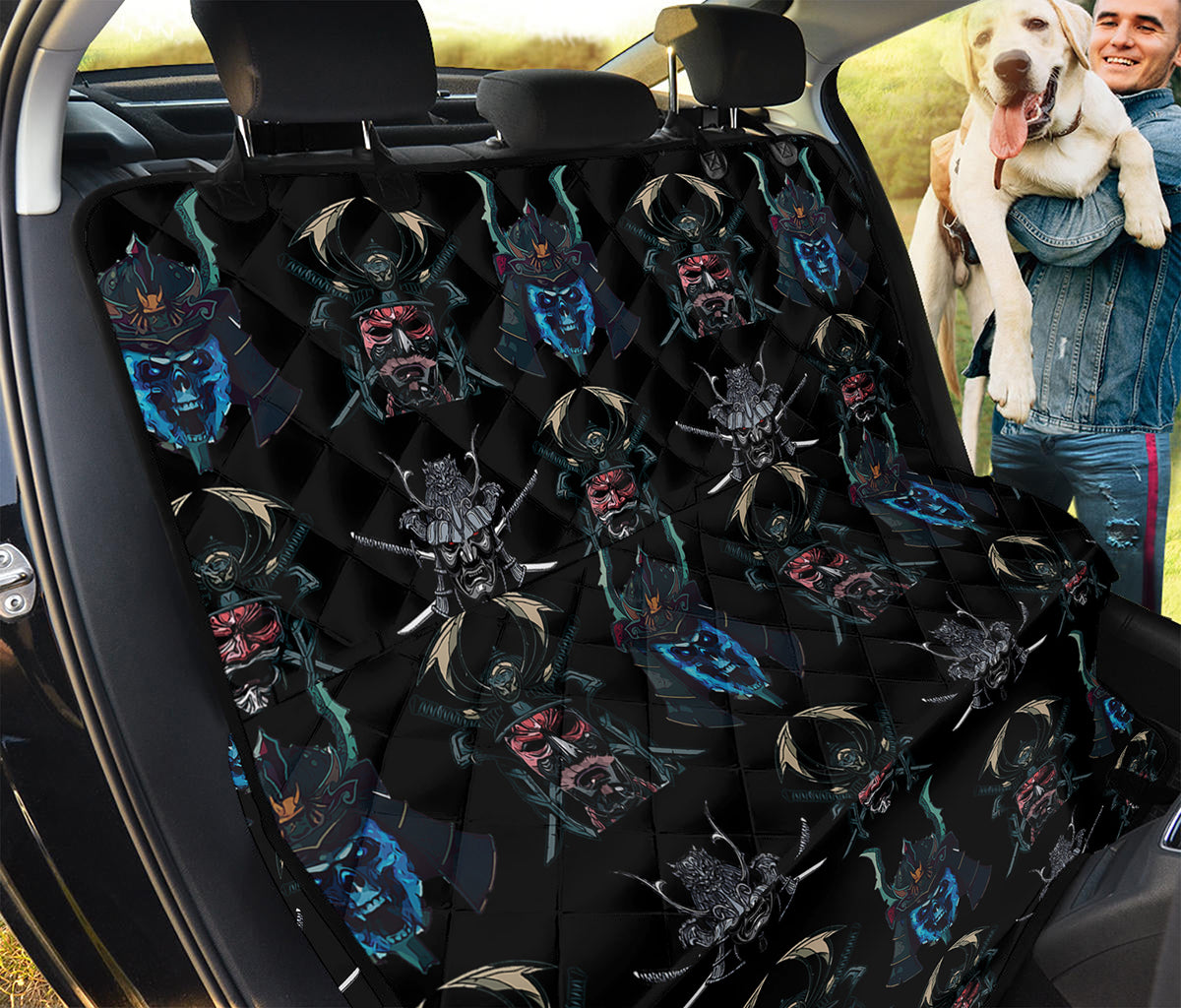 Ghost Samurai Mask Pattern Print Pet Car Back Seat Cover