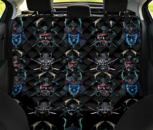 Ghost Samurai Mask Pattern Print Pet Car Back Seat Cover