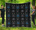 Ghost Samurai Mask Pattern Print Quilt