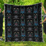 Ghost Samurai Mask Pattern Print Quilt