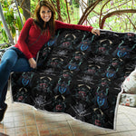 Ghost Samurai Mask Pattern Print Quilt