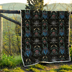 Ghost Samurai Mask Pattern Print Quilt