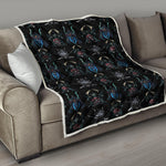 Ghost Samurai Mask Pattern Print Quilt