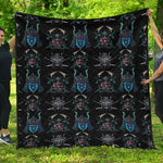 Ghost Samurai Mask Pattern Print Quilt