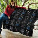 Ghost Samurai Mask Pattern Print Quilt