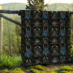 Ghost Samurai Mask Pattern Print Quilt