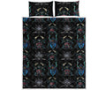 Ghost Samurai Mask Pattern Print Quilt Bed Set