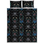 Ghost Samurai Mask Pattern Print Quilt Bed Set