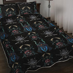Ghost Samurai Mask Pattern Print Quilt Bed Set