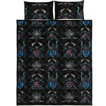 Ghost Samurai Mask Pattern Print Quilt Bed Set