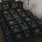 Ghost Samurai Mask Pattern Print Quilt Bed Set