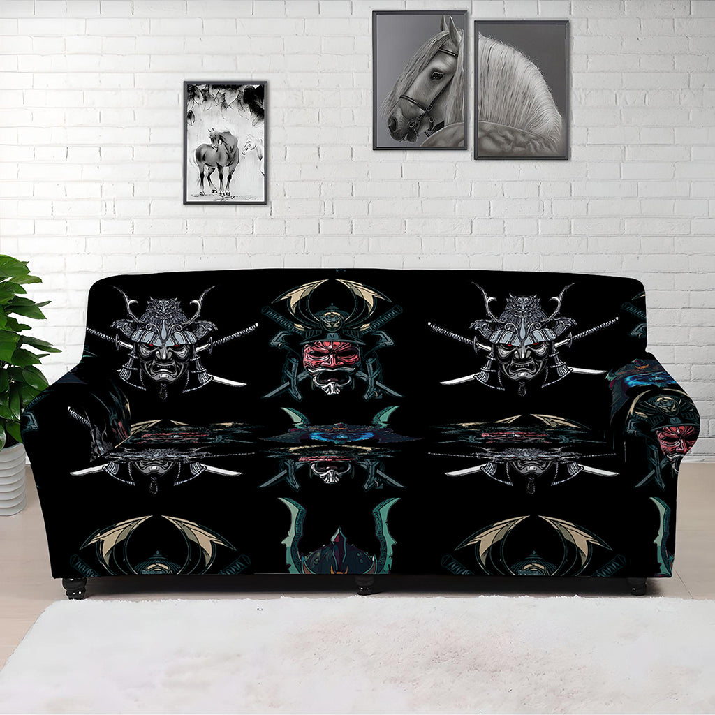Ghost Samurai Mask Pattern Print Sofa Cover