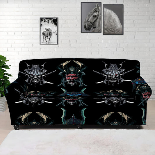 Ghost Samurai Mask Pattern Print Sofa Cover