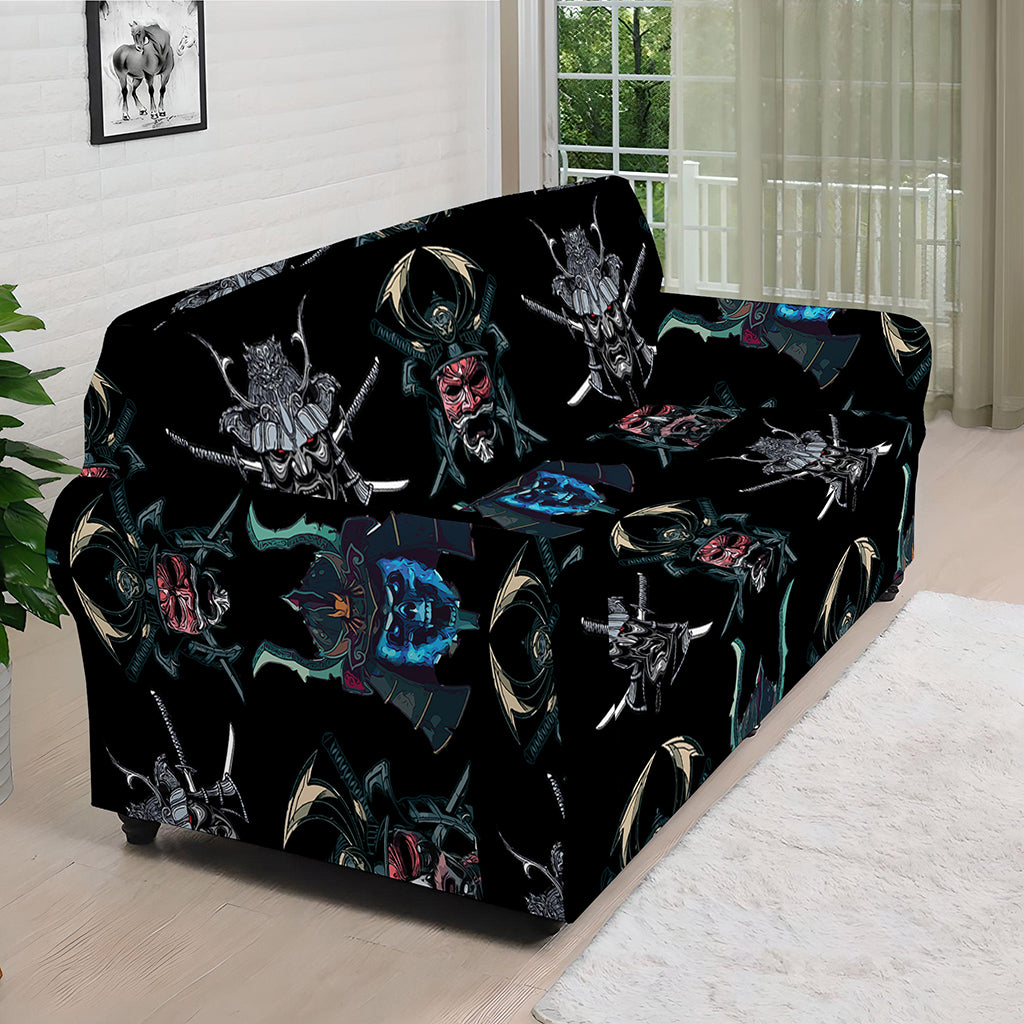 Ghost Samurai Mask Pattern Print Sofa Cover