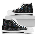 Ghost Samurai Mask Pattern Print White High Top Shoes