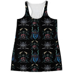 Ghost Samurai Mask Pattern Print Women's Racerback Tank Top