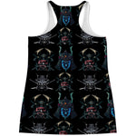 Ghost Samurai Mask Pattern Print Women's Racerback Tank Top
