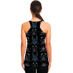 Ghost Samurai Mask Pattern Print Women's Racerback Tank Top