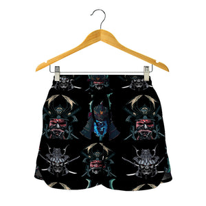 Ghost Samurai Mask Pattern Print Women's Shorts