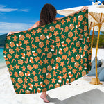 Gingerbread Cookies Pattern Print Beach Sarong Wrap