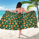 Gingerbread Cookies Pattern Print Beach Sarong Wrap