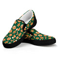 Gingerbread Cookies Pattern Print Black Slip On Sneakers