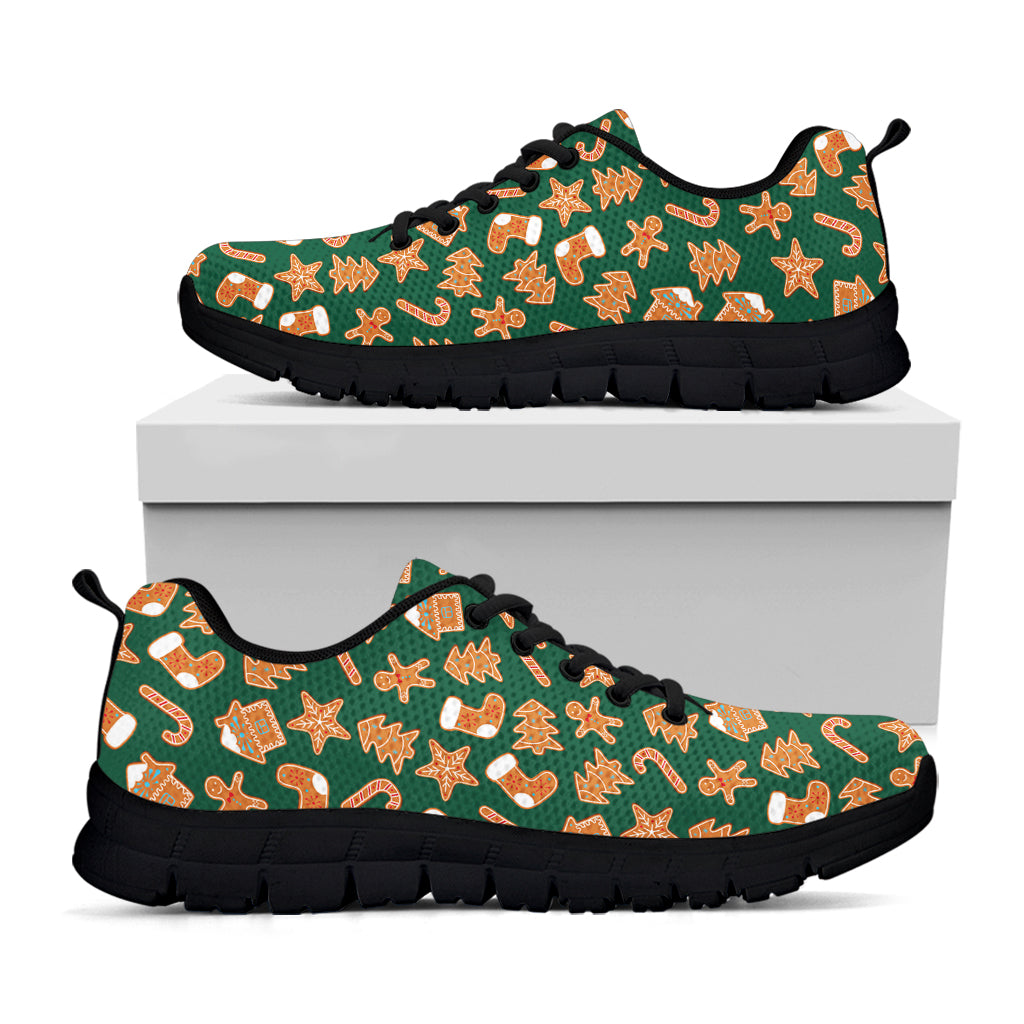 Gingerbread Cookies Pattern Print Black Sneakers