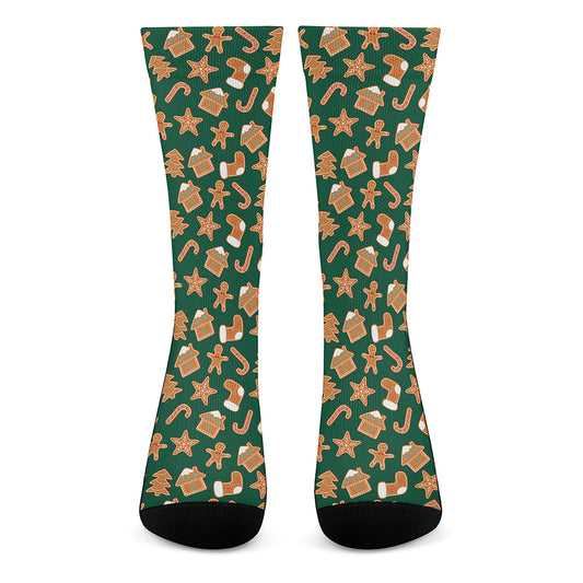 Gingerbread Cookies Pattern Print Crew Socks
