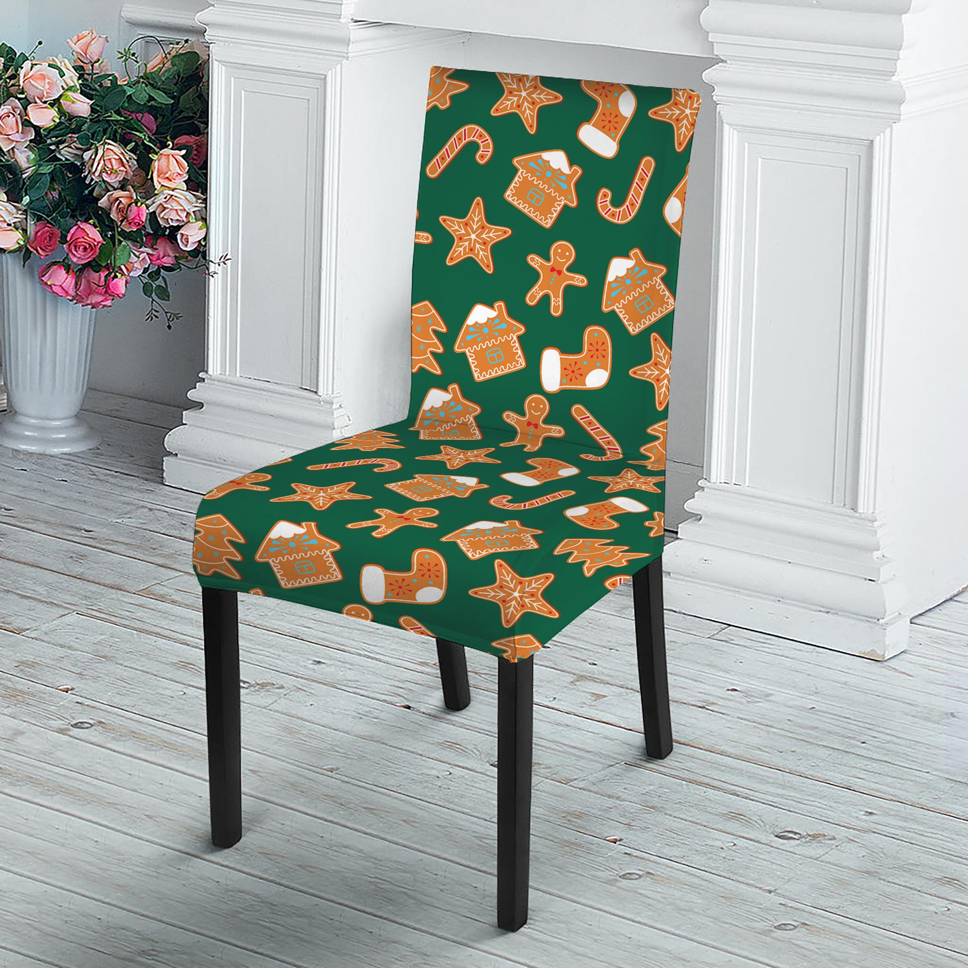 Gingerbread Cookies Pattern Print Dining Chair Slipcover