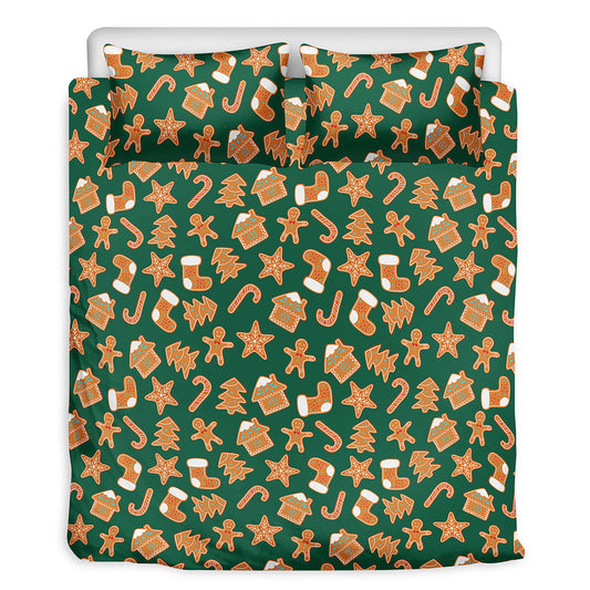 Gingerbread Cookies Pattern Print Duvet Cover Bedding Set