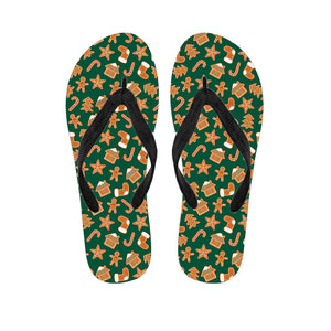 Gingerbread Cookies Pattern Print Flip Flops