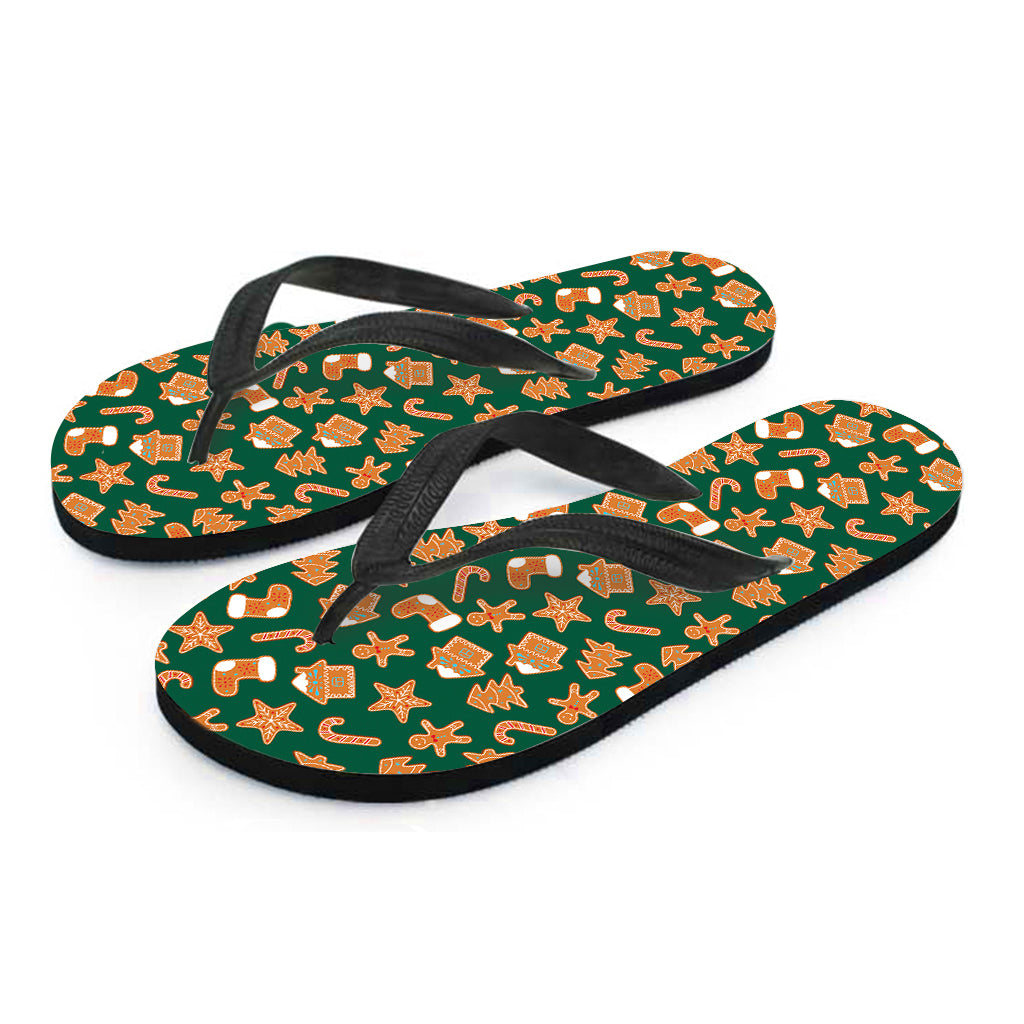 Gingerbread Cookies Pattern Print Flip Flops