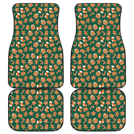 Gingerbread Cookies Pattern Print Front and Back Car Floor Mats