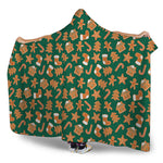 Gingerbread Cookies Pattern Print Hooded Blanket