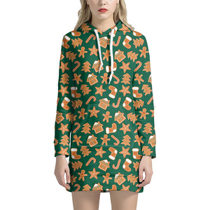 Gingerbread Cookies Pattern Print Hoodie Dress