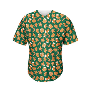 Gingerbread Cookies Pattern Print Men's Baseball Jersey