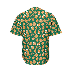 Gingerbread Cookies Pattern Print Men's Baseball Jersey