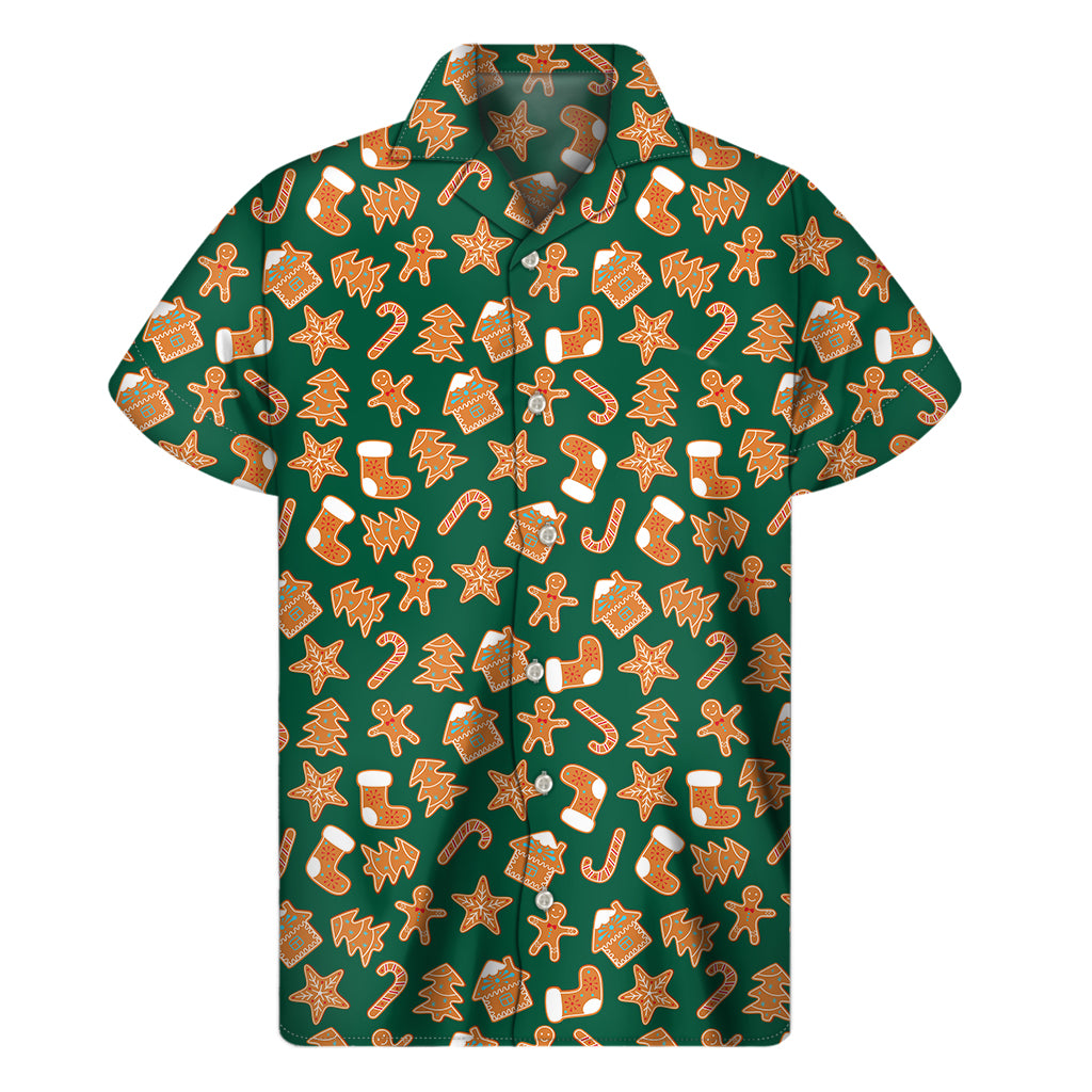 Gingerbread Cookies Pattern Print Men's Short Sleeve Shirt