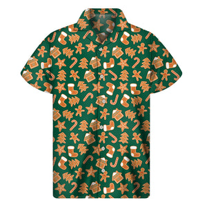 Gingerbread Cookies Pattern Print Men's Short Sleeve Shirt