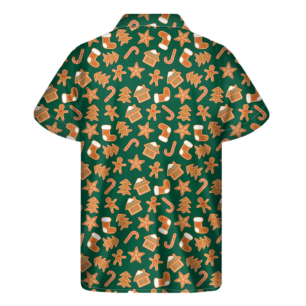 Gingerbread Cookies Pattern Print Men's Short Sleeve Shirt