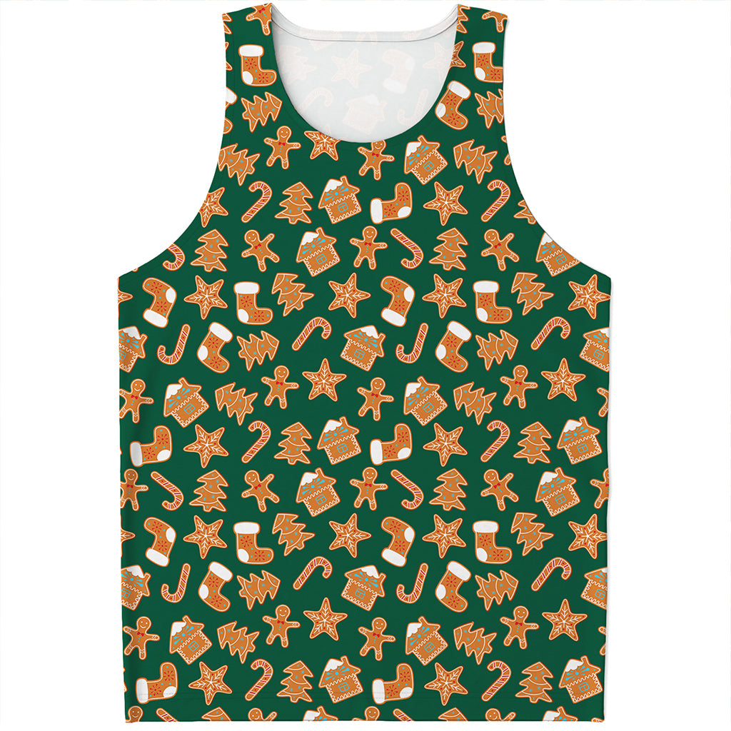 Gingerbread Cookies Pattern Print Men's Tank Top