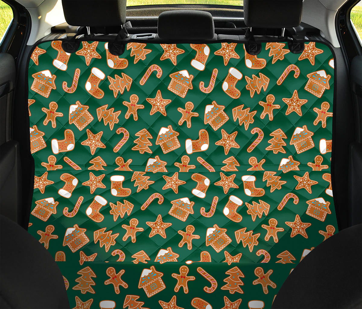 Gingerbread Cookies Pattern Print Pet Car Back Seat Cover