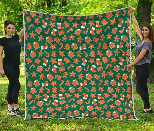 Gingerbread Cookies Pattern Print Quilt