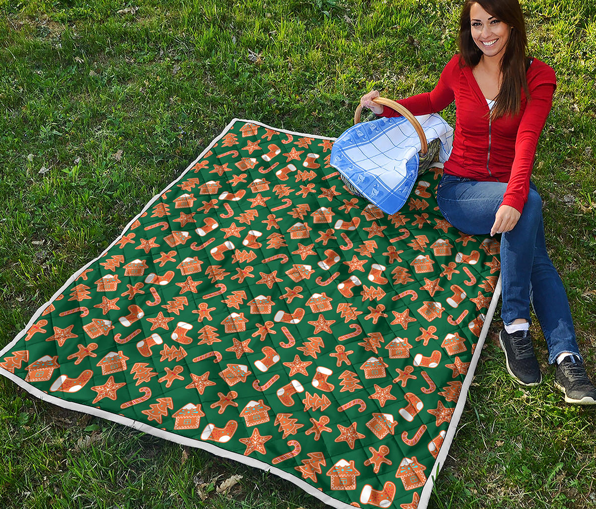 Gingerbread Cookies Pattern Print Quilt