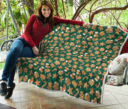 Gingerbread Cookies Pattern Print Quilt