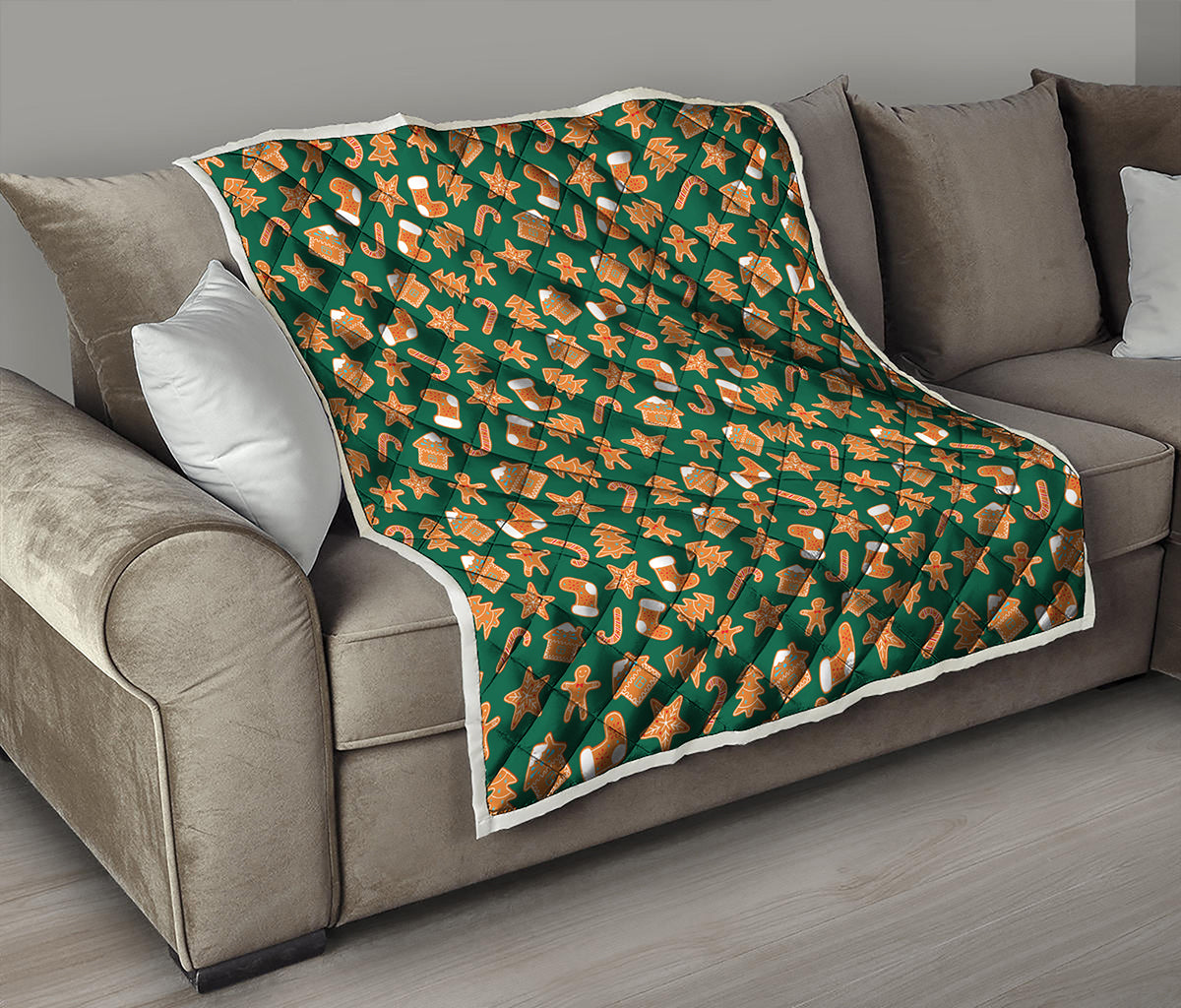 Gingerbread Cookies Pattern Print Quilt