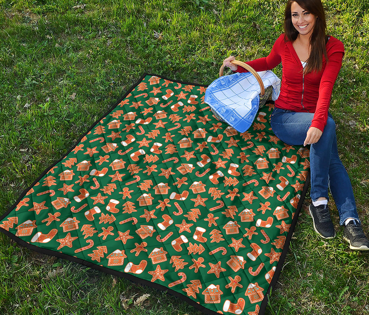 Gingerbread Cookies Pattern Print Quilt