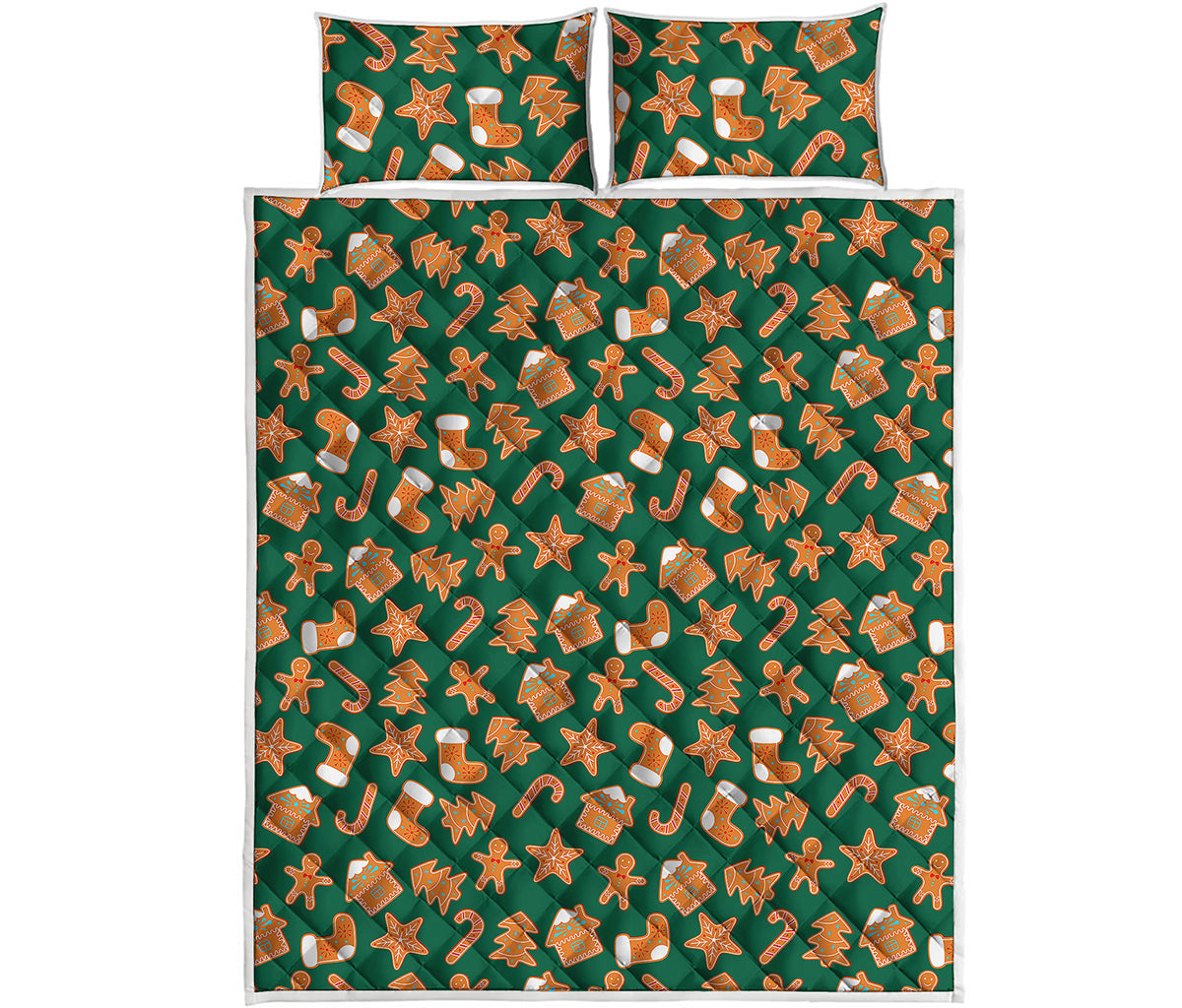 Gingerbread Cookies Pattern Print Quilt Bed Set