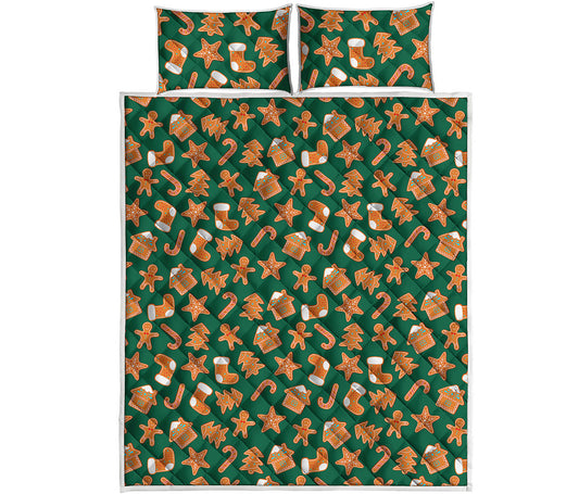 Gingerbread Cookies Pattern Print Quilt Bed Set